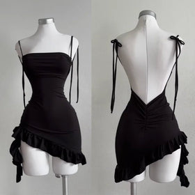 Mini-robe moulante dos nu sans manches pour femme pour l'été