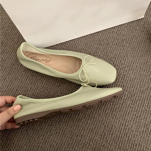 Fashion Shallow Women Ballet Flats Dance Shoes Casual Female Soft Footwear Butterfly-Knot Ladies Flats Slip On Shoes