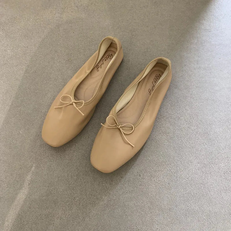 Fashion Shallow Women Ballet Flats Dance Shoes Casual Female Soft Footwear Butterfly-Knot Ladies Flats Slip On Shoes