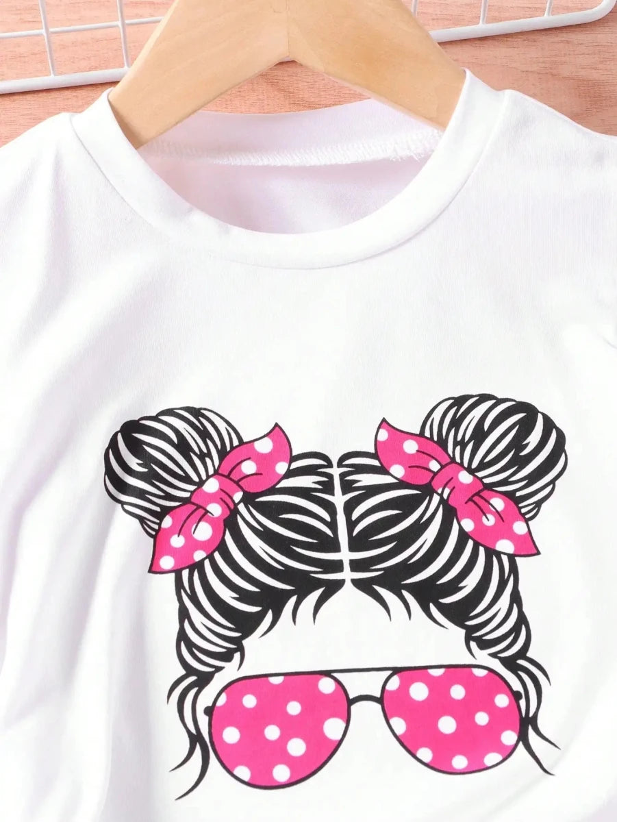 Girls Ruffle T Shirt And Woven Long Pants Set 3 Season Hot Pink For Ages 4 To 6 Cute Everyday Wear
