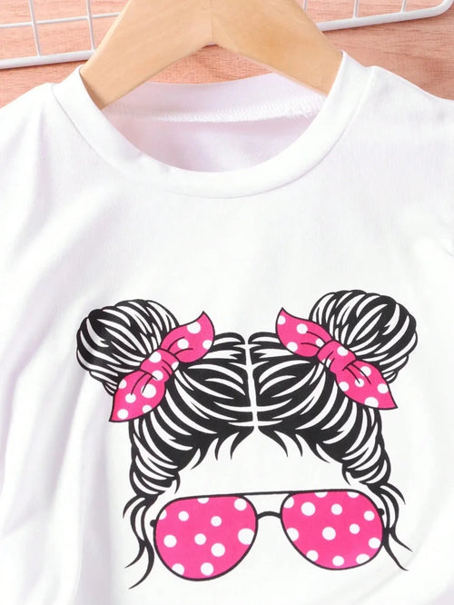 Girls Ruffle T Shirt And Woven Long Pants Set 3 Season Hot Pink For Ages 4 To 6 Cute Everyday Wear