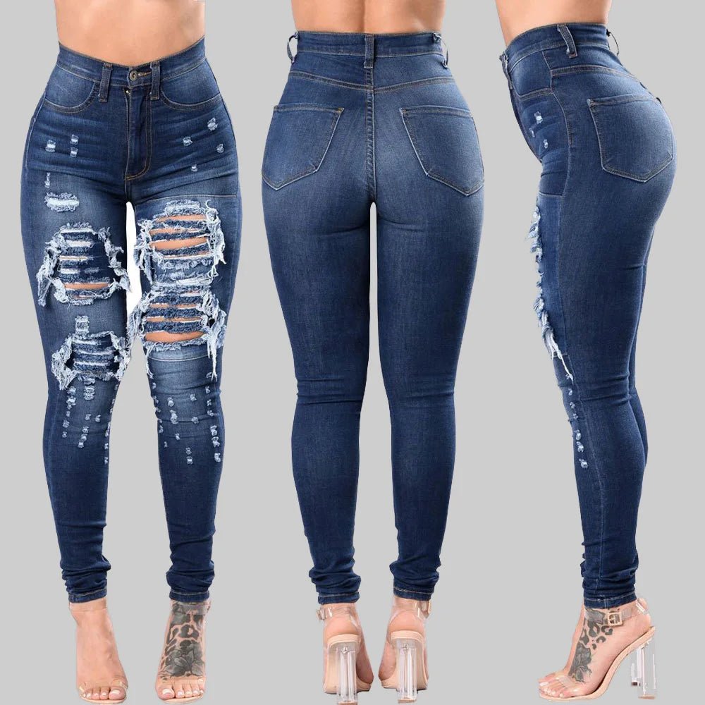 High Waist Ripped Jeans for Women