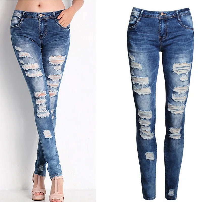 High Waist Ripped Jeans for Women