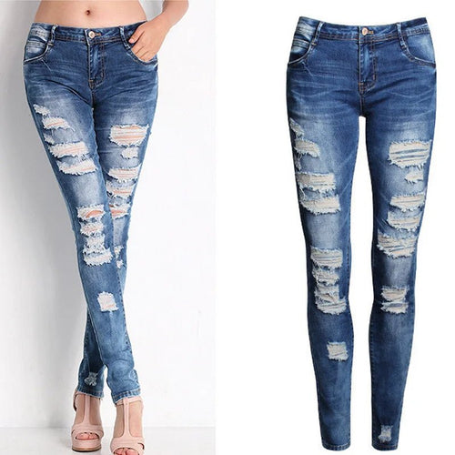 High Waist Ripped Jeans for Women