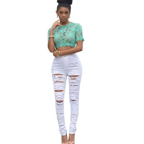 High Waist Ripped Jeans for Women