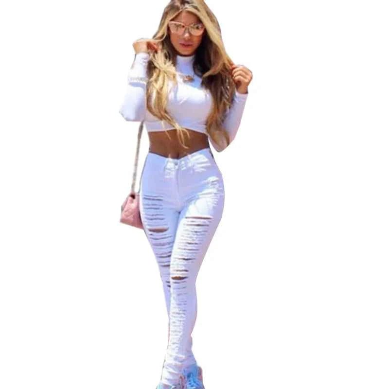 High Waist Ripped Jeans for Women