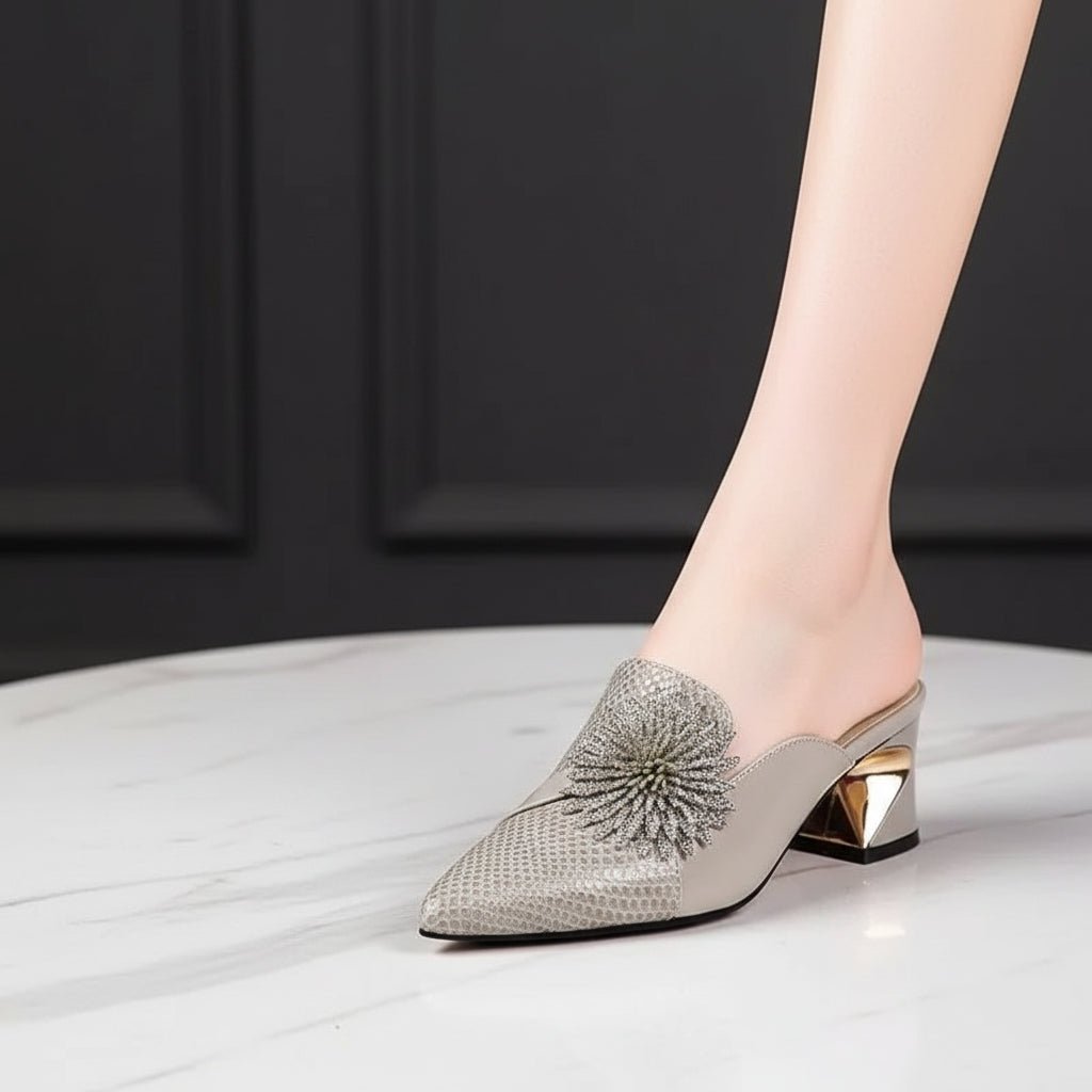 Marlisasa Women Slip On Square Heel Pumps With Pearl Detail Lightweight Comfort For All Day Wear