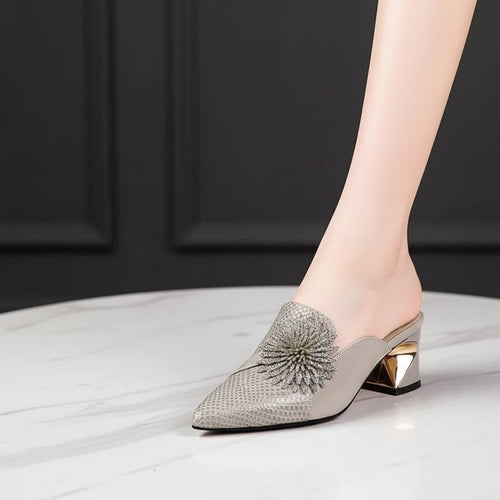 Marlisasa Women Slip On Square Heel Pumps With Pearl Detail Lightweight Comfort For All Day Wear