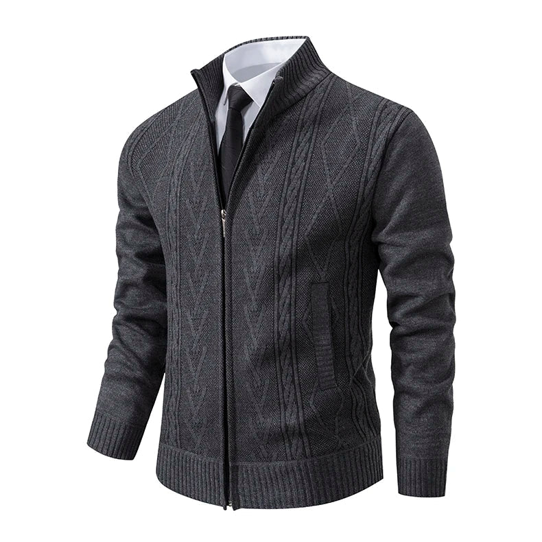 Men's Cable-Knit Zip-Up Cardigan