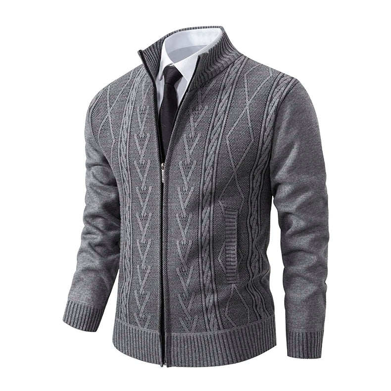 Men's Cable-Knit Zip-Up Cardigan