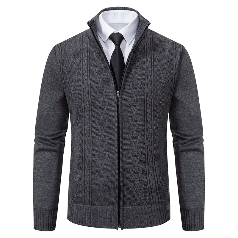 Men's Cable-Knit Zip-Up Cardigan
