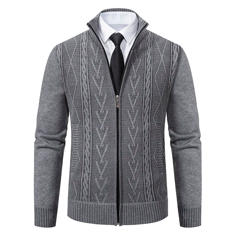 Men's Cable-Knit Zip-Up Cardigan