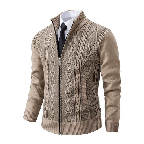 Men's Cable-Knit Zip-Up Cardigan