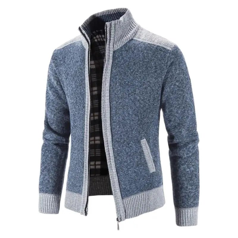 Men's Color-Block Knit Zip-Up Jacket