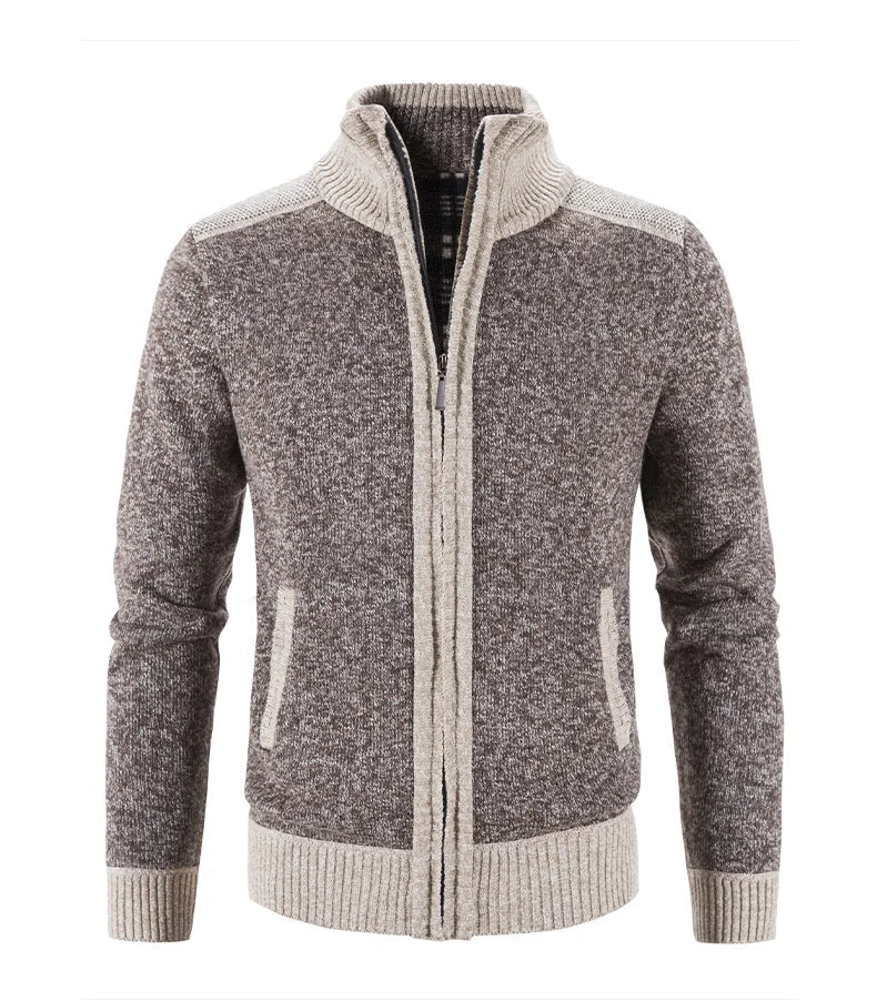 Men's Color-Block Knit Zip-Up Jacket