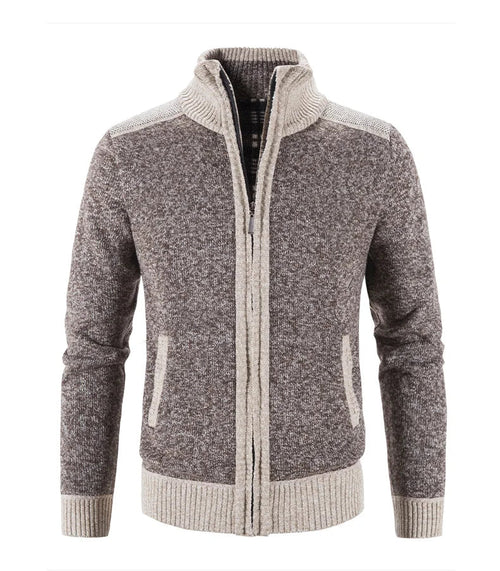 Men's Color-Block Knit Zip-Up Jacket
