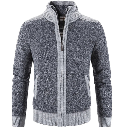 Men's Color-Block Knit Zip-Up Jacket