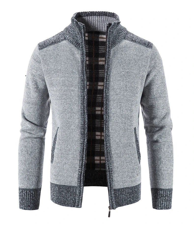 Men's Color-Block Knit Zip-Up Jacket