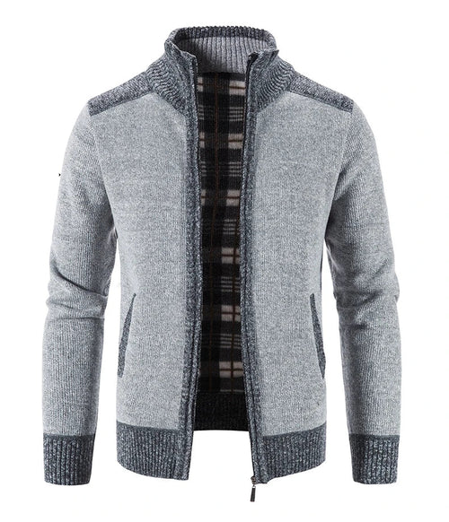 Men's Color-Block Knit Zip-Up Jacket