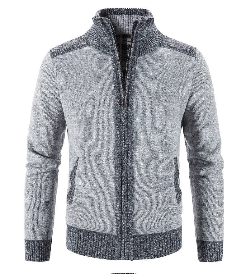 Men's Color-Block Knit Zip-Up Jacket