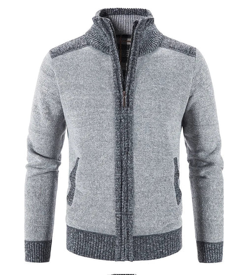 Men's Color-Block Knit Zip-Up Jacket