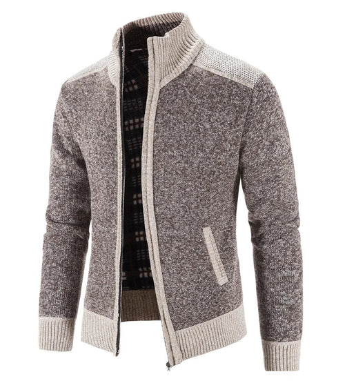 Men's Color-Block Knit Zip-Up Jacket