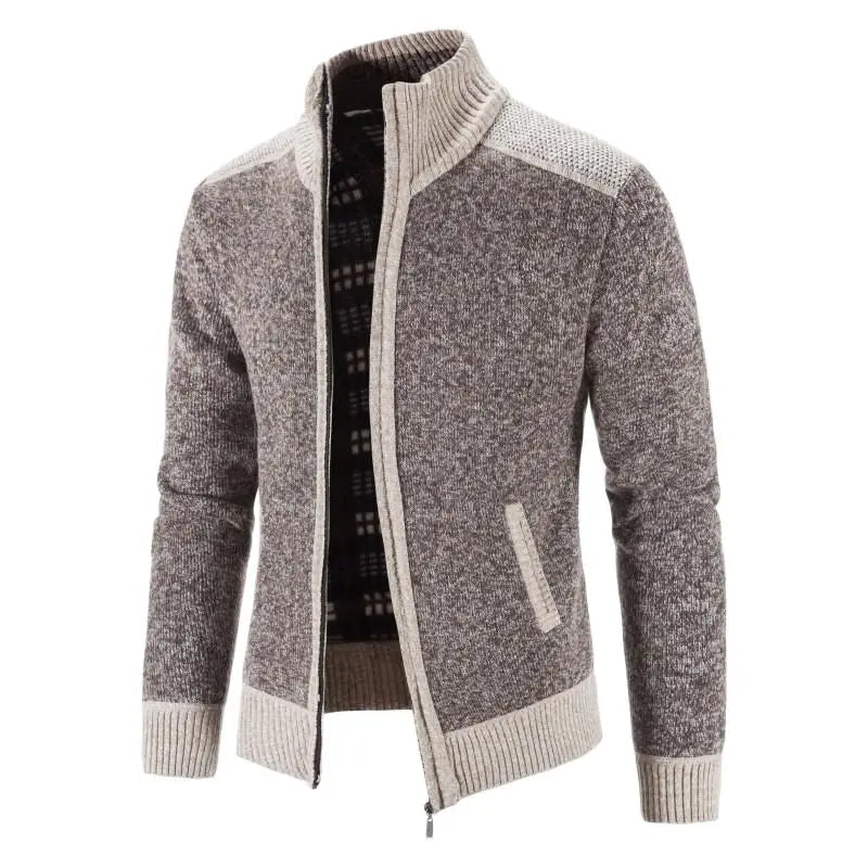 Men's Color-Block Knit Zip-Up Jacket
