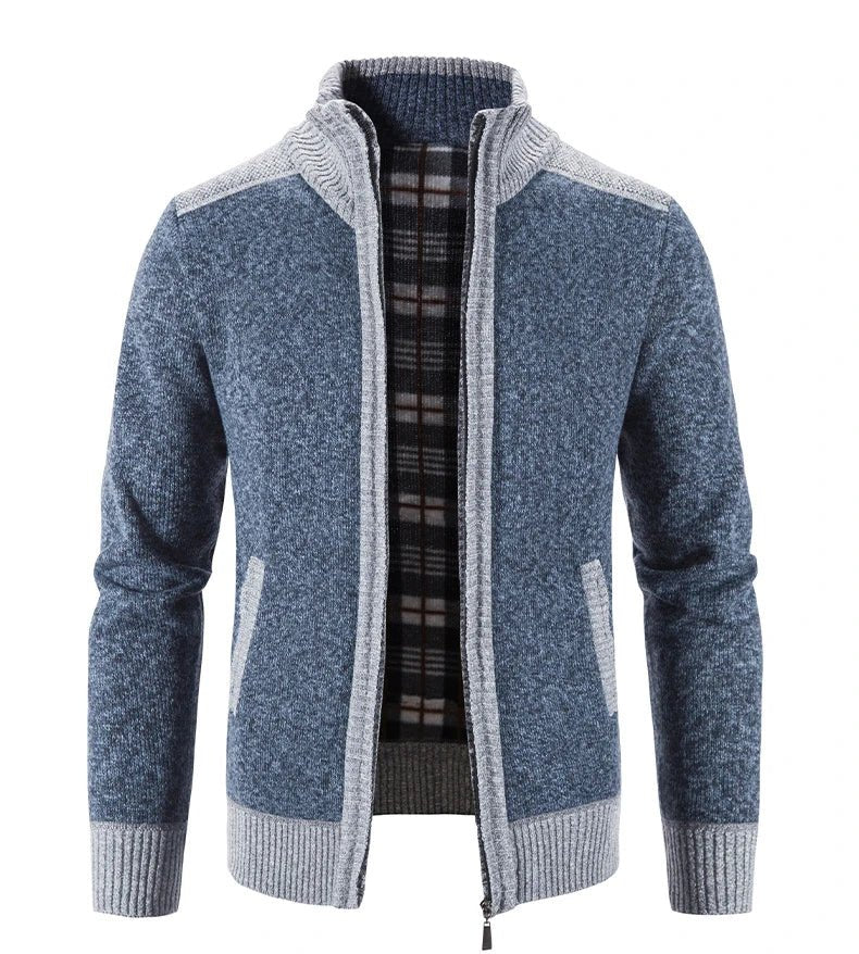 Men's Color-Block Knit Zip-Up Jacket