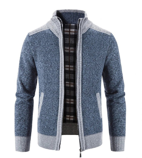 Men's Color-Block Knit Zip-Up Jacket