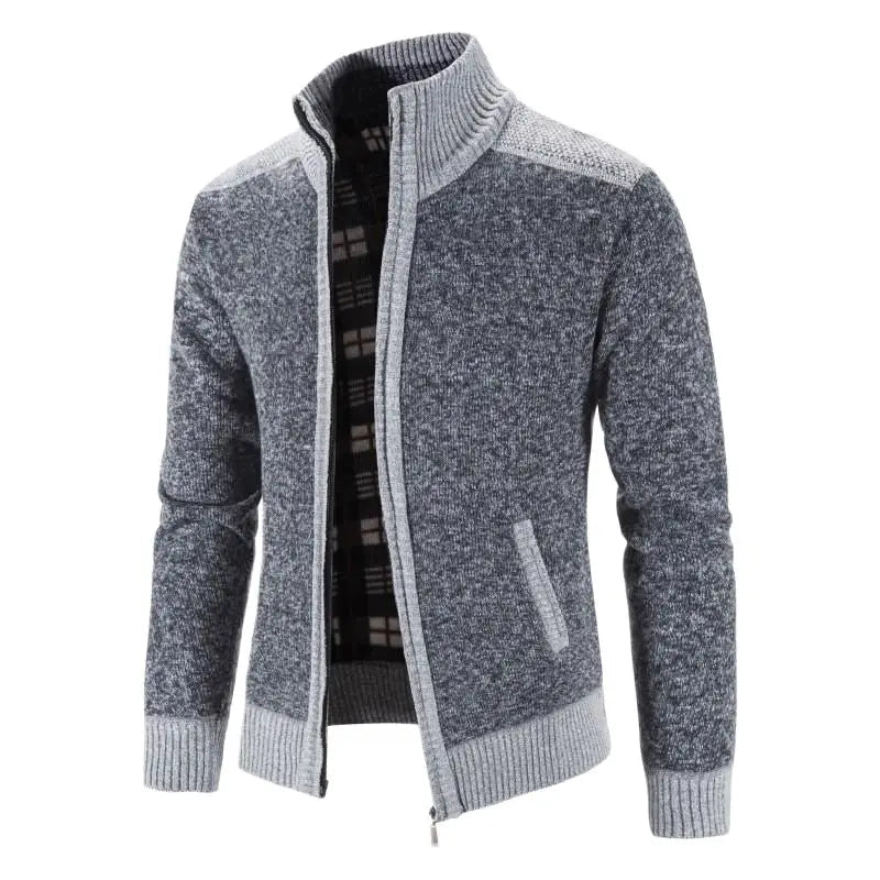 Men's Color-Block Knit Zip-Up Jacket