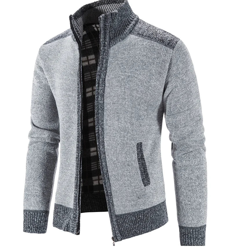 Men's Color-Block Knit Zip-Up Jacket