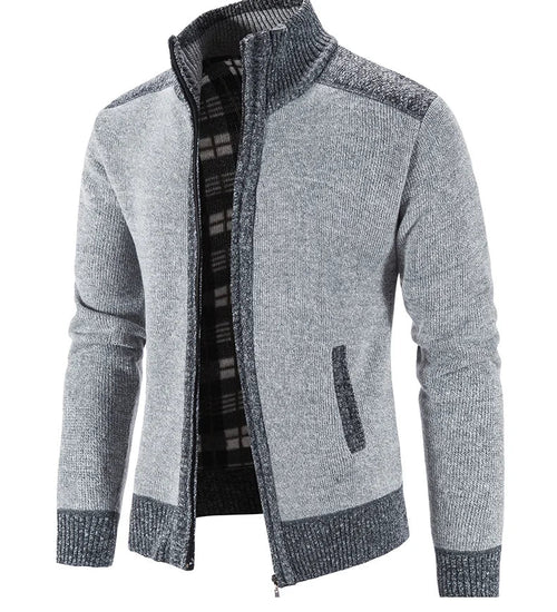 Men's Color-Block Knit Zip-Up Jacket