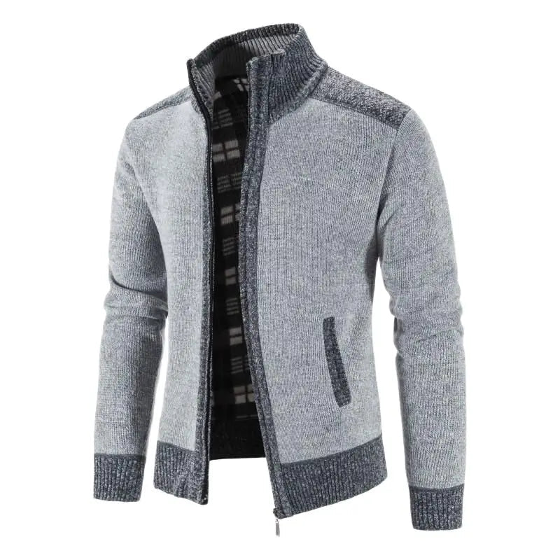Men's Color-Block Knit Zip-Up Jacket