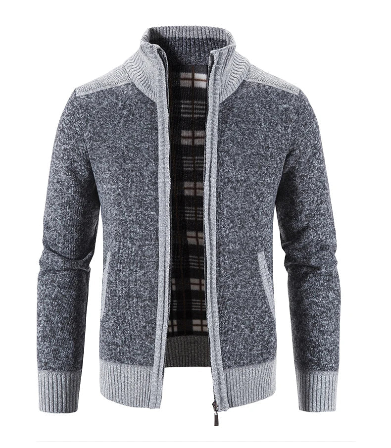 Men's Color-Block Knit Zip-Up Jacket
