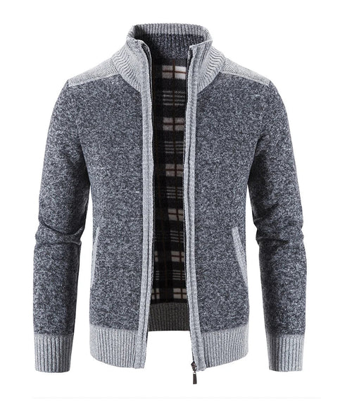 Men's Color-Block Knit Zip-Up Jacket