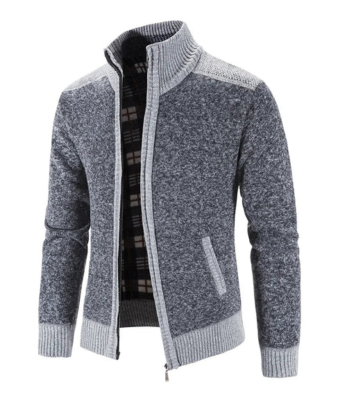 Men's Color-Block Knit Zip-Up Jacket