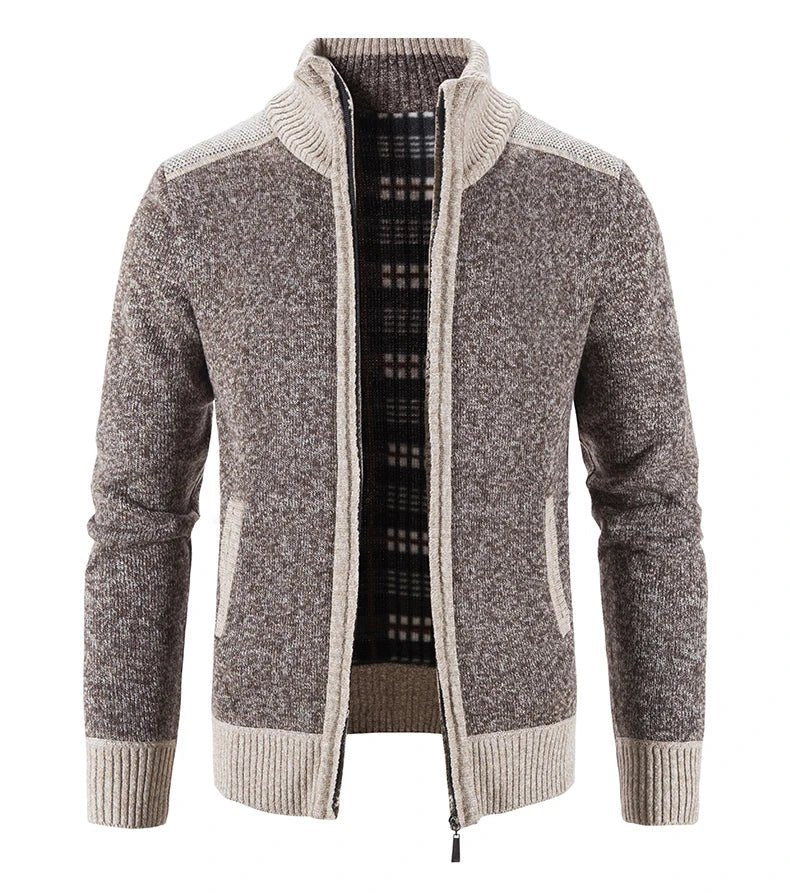 Men's Color-Block Knit Zip-Up Jacket