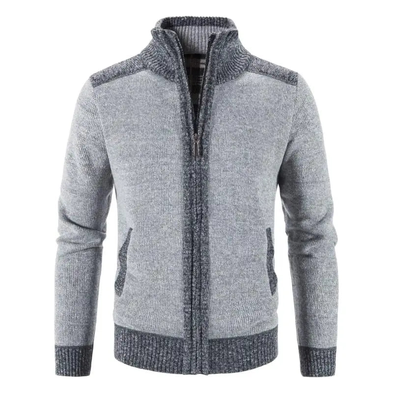 Men's Color-Block Knit Zip-Up Jacket