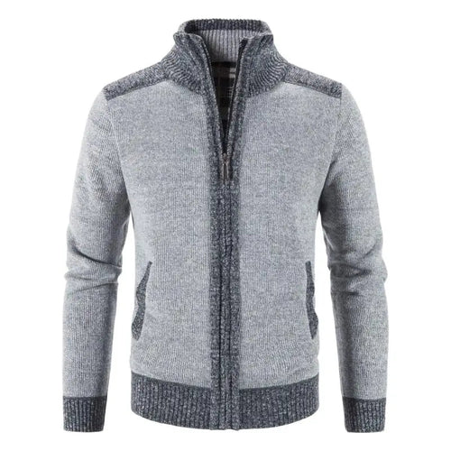 Men's Color-Block Knit Zip-Up Jacket