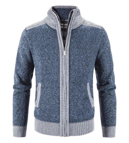 Men's Color-Block Knit Zip-Up Jacket