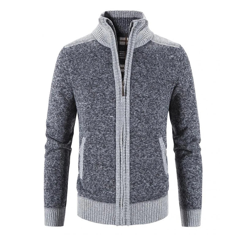 Men's Color-Block Knit Zip-Up Jacket