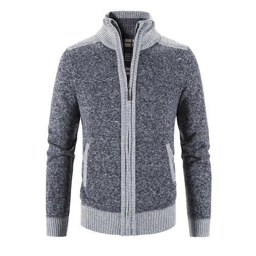 Men's Color-Block Knit Zip-Up Jacket