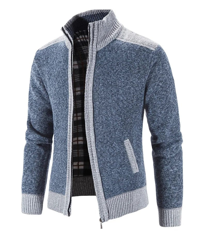 Men's Color-Block Knit Zip-Up Jacket