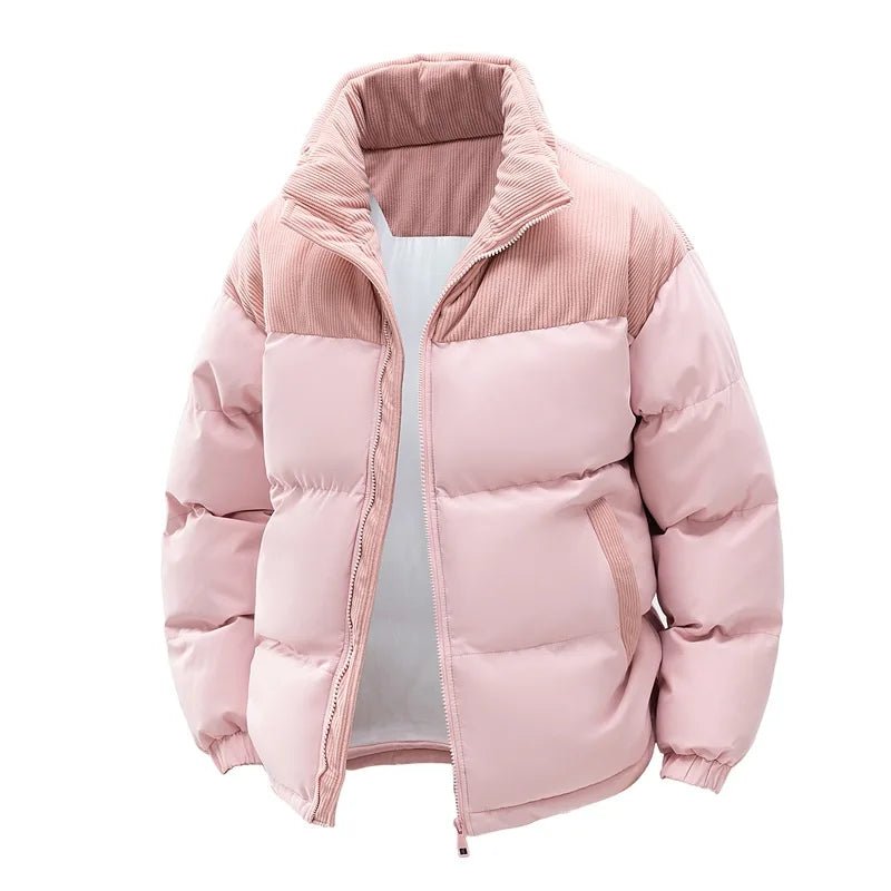 Men’s Colorblock Hooded Puffer Jacket with Textured Panels Men's Jackets