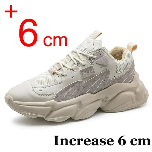 Men's Elevator Sneakers Hidden Heel Heightening Shoes Breathable Comfort Plus Size 45 46 For Taller Look