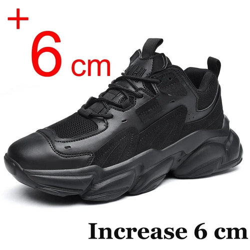 Men's Elevator Sneakers Hidden Heel Heightening Shoes Breathable Comfort Plus Size 45 46 For Taller Look