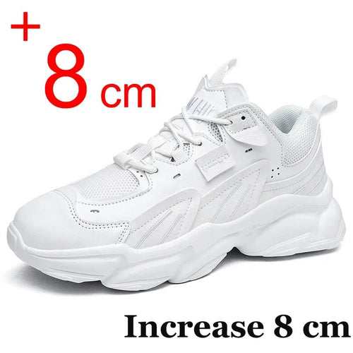 Men's Elevator Sneakers Hidden Heel Heightening Shoes Breathable Comfort Plus Size 45 46 For Taller Look