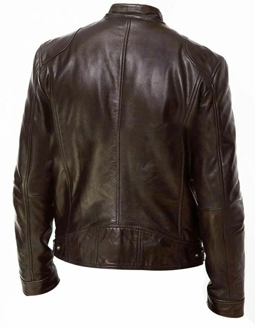 Men’s Faux Leather Stand-Collar Biker Jacket Men's Jackets