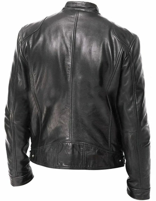 Men’s Faux Leather Stand-Collar Biker Jacket Men's Jackets