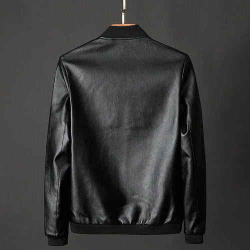 Men’s Faux Leather Zip-Up Bomber Jacket Men's Jackets